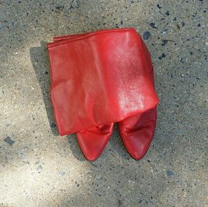 Red leather boots
